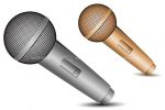 Pair of Silver and Bronze Microphones